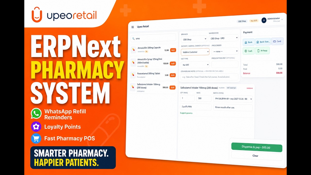 Аптечная система ERPNext | Напоминания о повторном приеме лекарств в WhatsApp, программа лояльнос...