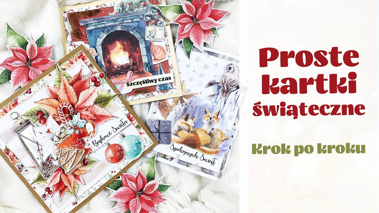 3 pomysły na kartki świąteczne - krok po kroku. Tosiakowo scrapbooking