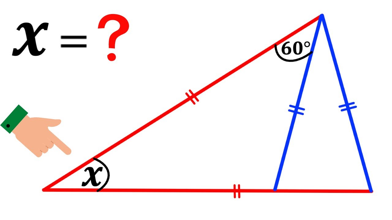 Can you find the angle X? | Two isosceles triangles | [Step-by-step explanation]