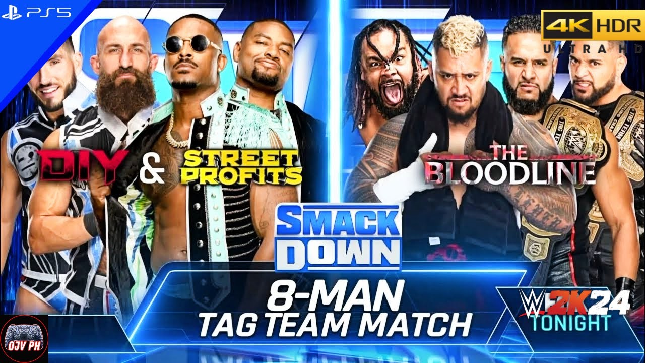 WWE 2K24 (PS5) - THE BLOODLINE vs. STREET PROFITS & DIY | SMACKDOWN, SEP. 6, 2024 [4K 60FPS]