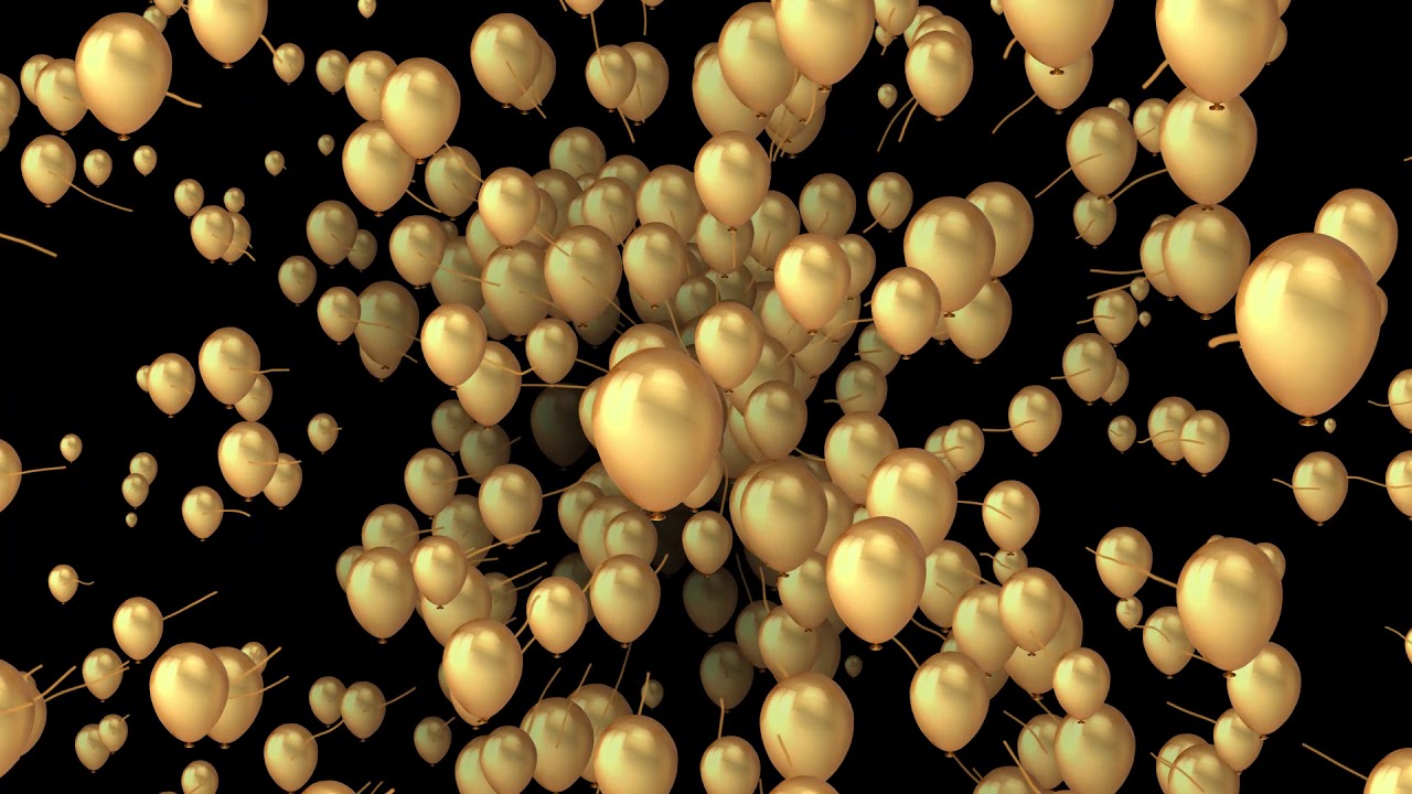 Gold Balloons Advance Animation Background in Black Screen