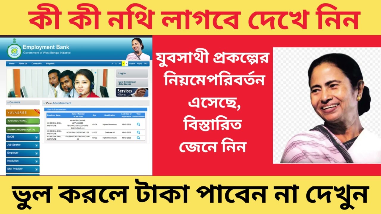 এপ্রিলেই যুবসাথী প্রকল্পের টাকা পাবেন |কী কী করতে হবে জেনে নিন।