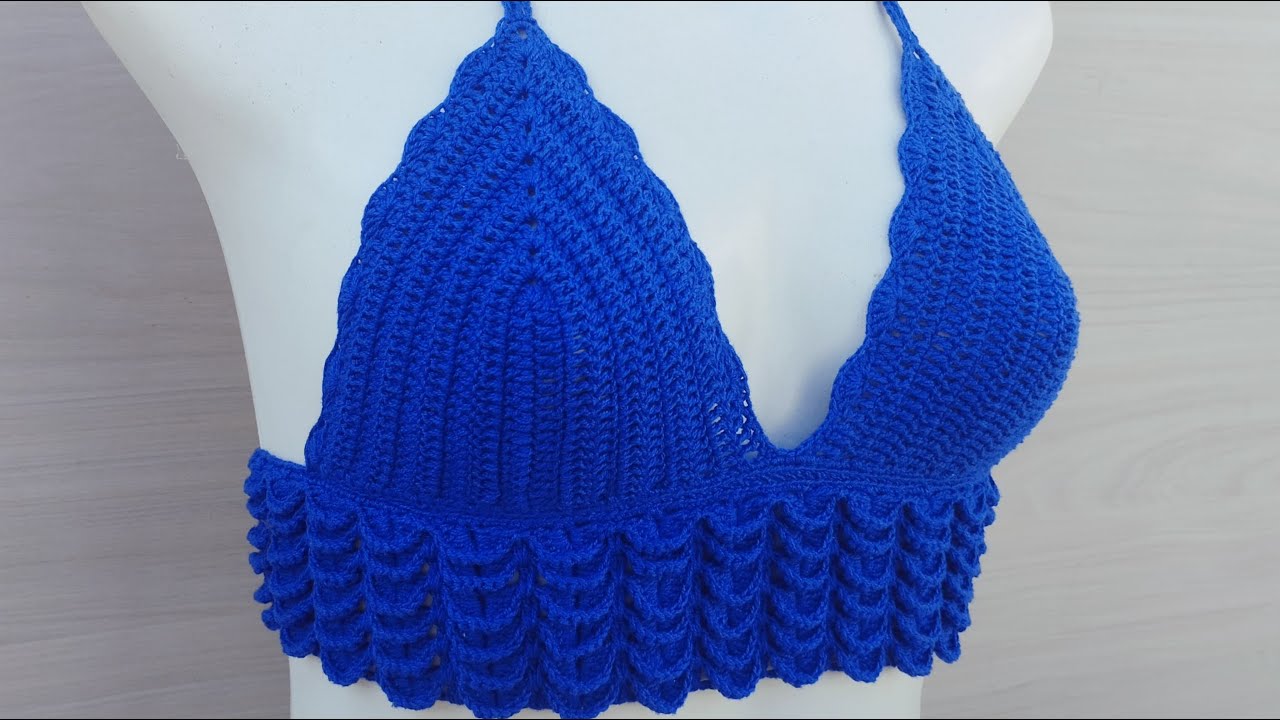Parte 2- Cropped de Croche em Ponto Crocodilo / Ponto Escama de Peixe