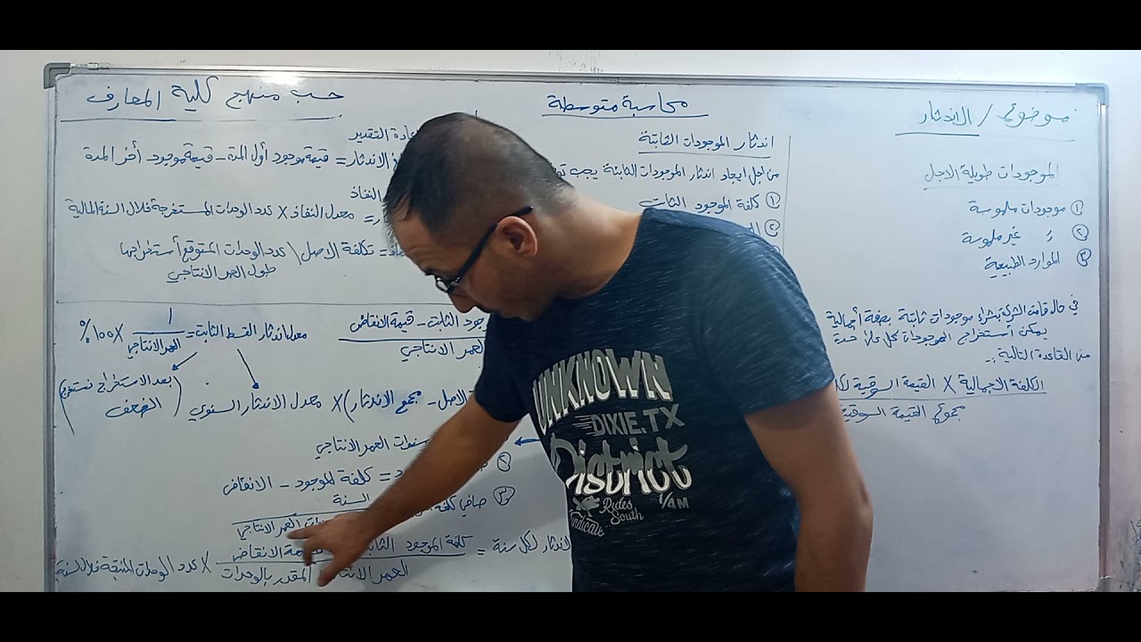 محاسبة متوسطة - موضوع الاندثار توضيح القوانين