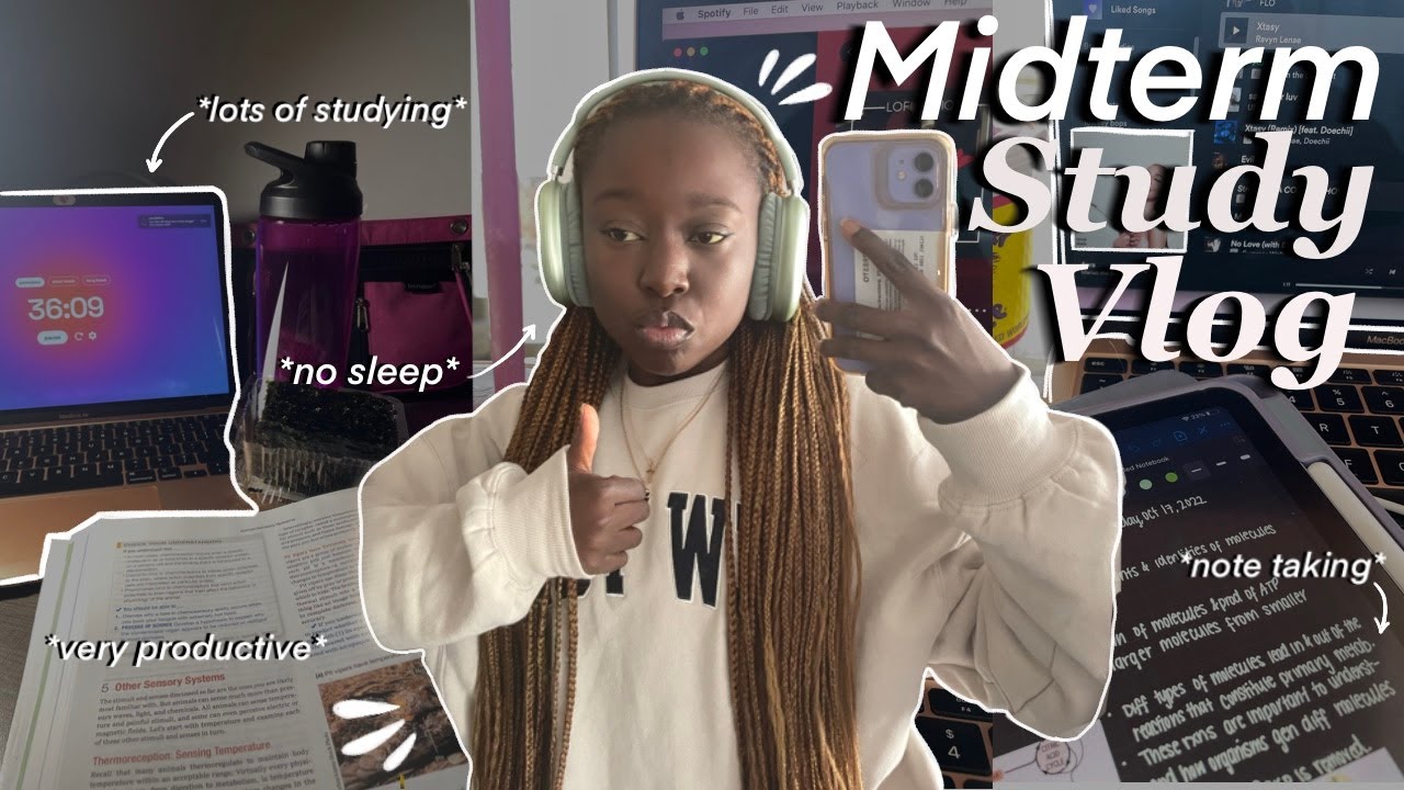 STUDY VLOG | midterm week pt. 1 |  very productive studying, completing assignments, & all nighters