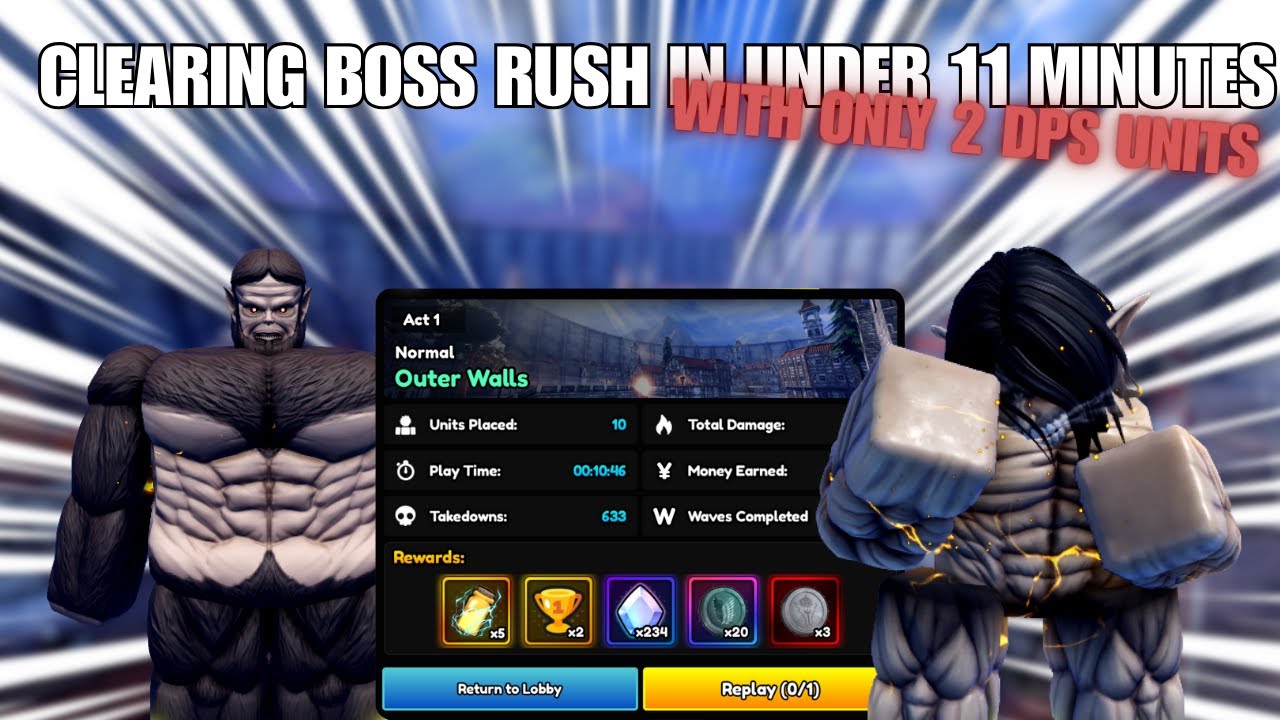 11 minute AOT Boss Rush with 2 DPS units | Anime Vanguards