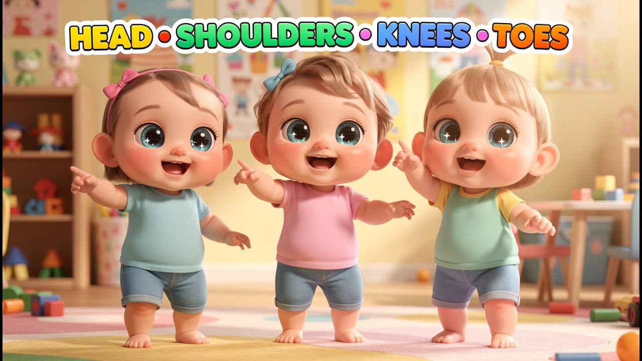 Head Shoulders Knees and Toes Song 🎵 | Fun Action Nursery Rhyme for Kids | 3 Minutes