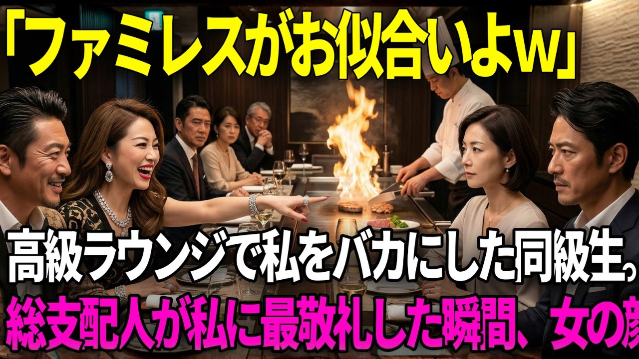 高級ラウンジで私をバカにした同級生→総支配人が私に最敬礼した瞬間、女の顔面が蒼白に…