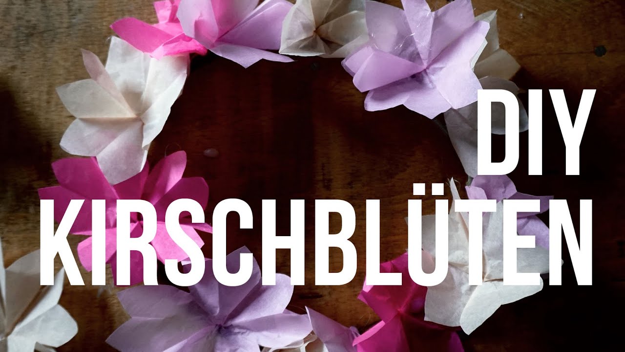 Kirschbl&uuml;ten-Kranz aus Origami-Bl&uuml;ten - Anleitung