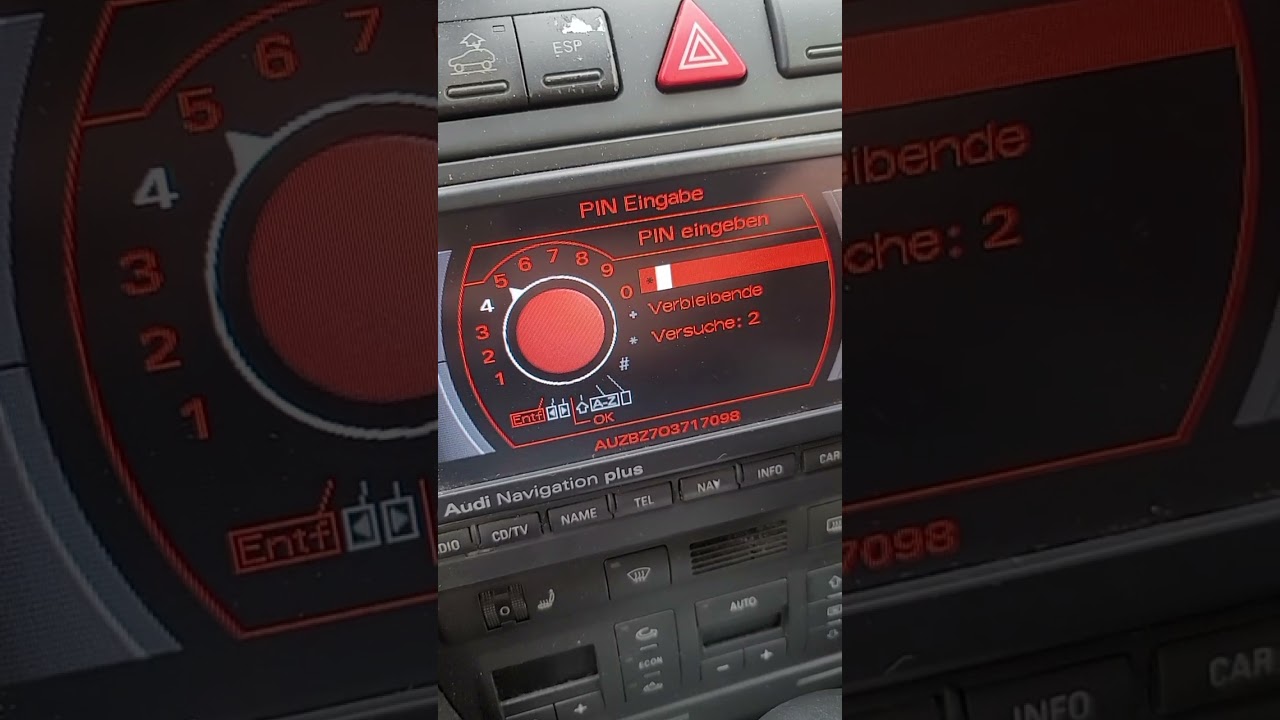 Audi Navigation Plus RNS-E &ndash; Entering PIN Code (Only 2 Attempts Left!