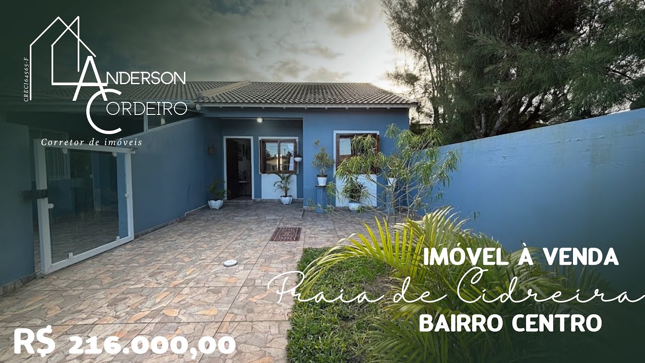 ‼️VENDIDA‼️CASA A VENDA NO BAIRRO CENTRO EM CIDREIRA/RS! R$ 216.000,00.