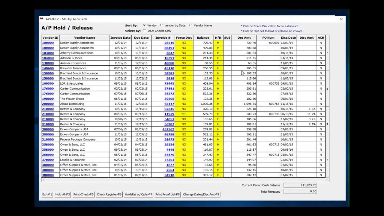 Accounts Payable ACH Transaction Payment Type &ndash; MIS Accu-Tech