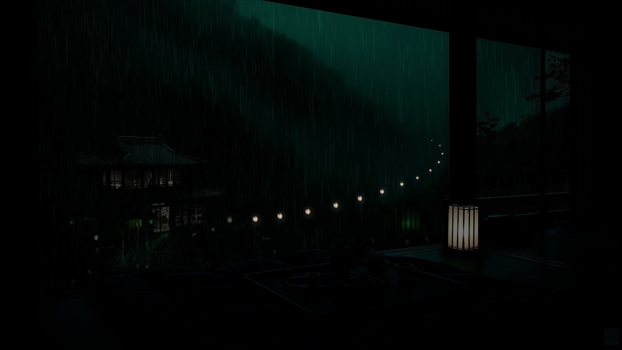 Tranquil Rain Sounds by a Quiet Cabin 🌧 (No Ads) | Peaceful Dark Bedroom Ambience for Deep Sleep