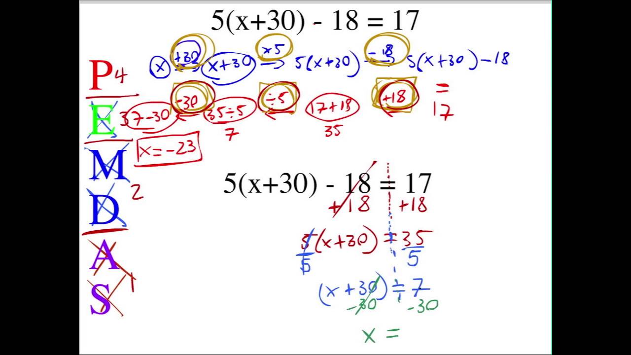 Solving equations with reverse PEMDAS