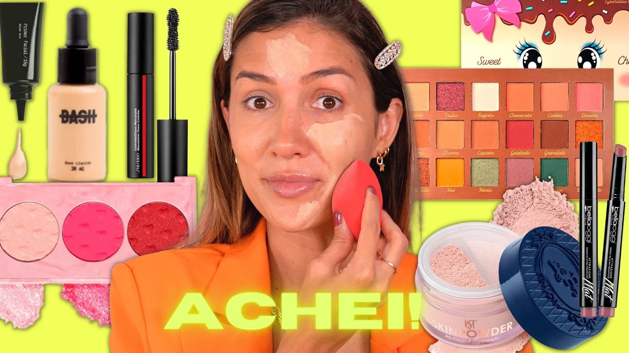 TESTEI NOVAS MARCAS de MAKE e FIQUEI IMPRESSIONADA! BASE, PRIMER, PALETA SOMBRAS, CUPID BT...