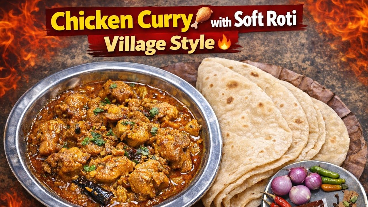 Village style গরম গরম চিকেন কারি আর নরম রুটি 😋🍗🥙দেখলে জিভে জল চলে আসবে!”Full desi flavour 🔥”