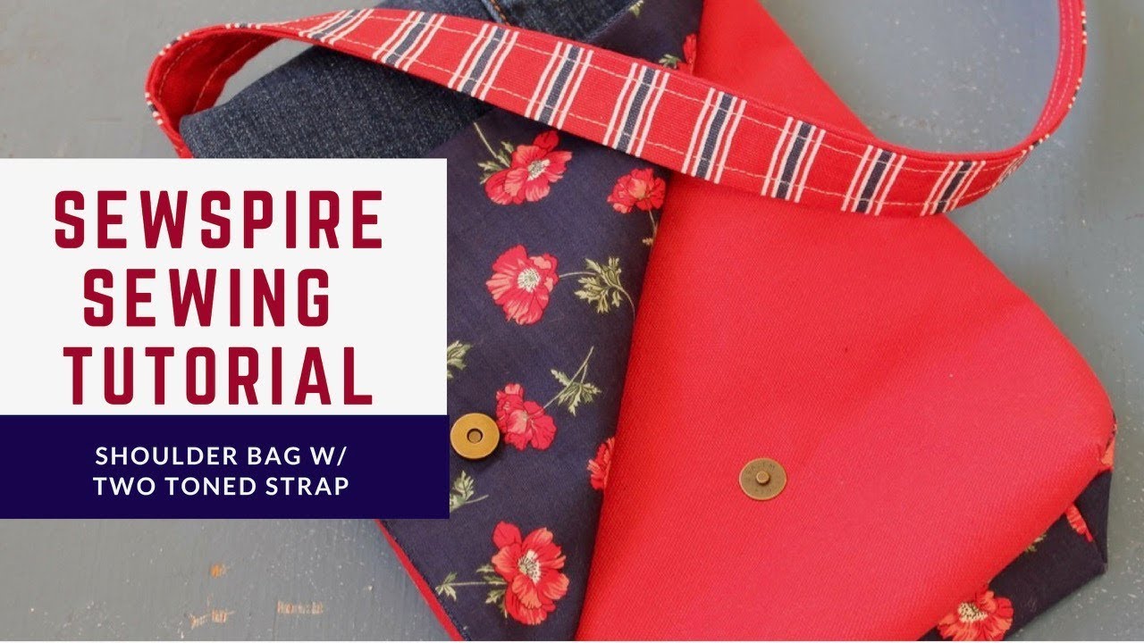 How to sew a shoulder bag with divided interior with flap closure and two toned strap