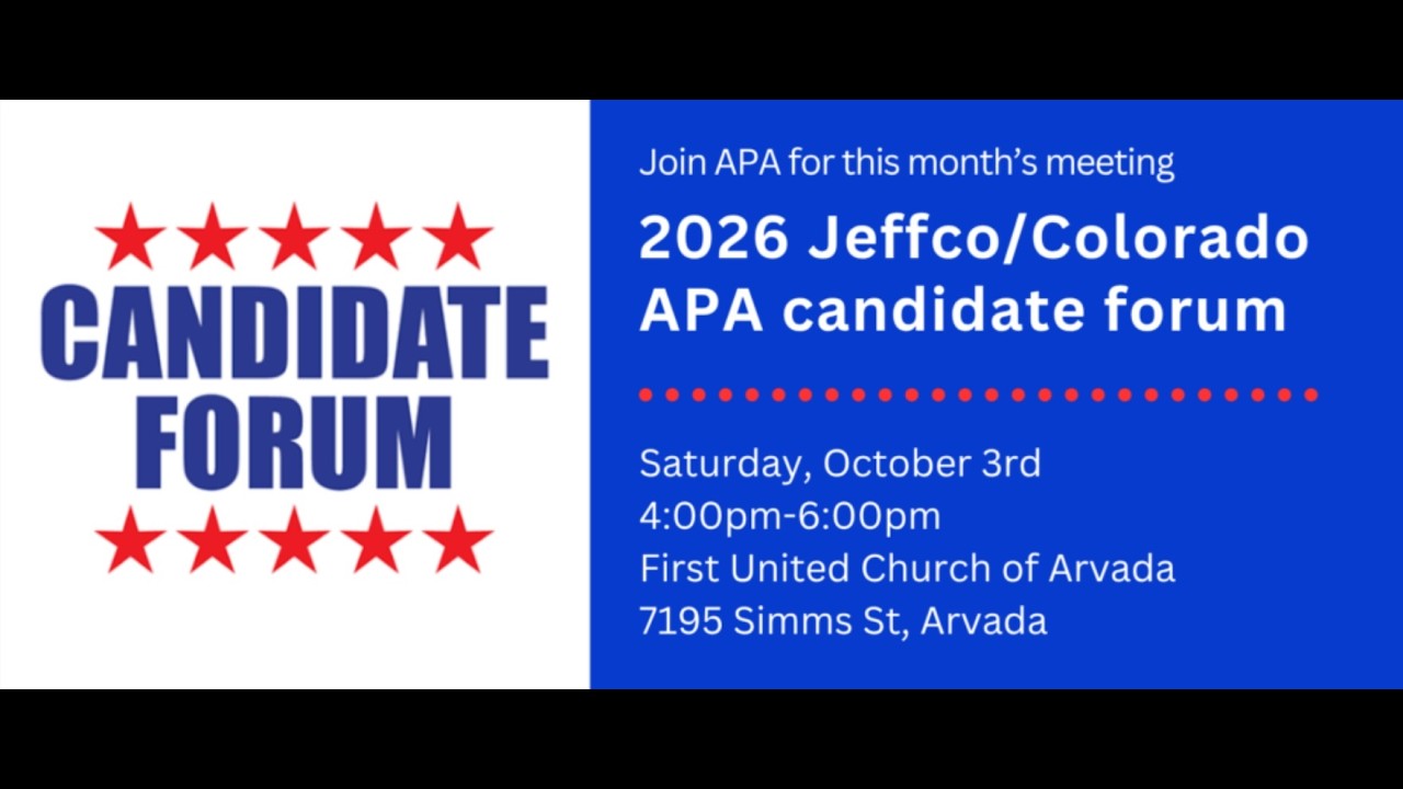 October 3rd, 2026 APA Monthly Meeting: State/Jeffco Candidate Forum
