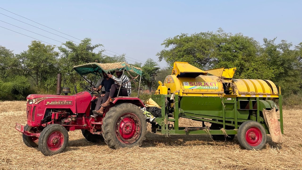 Mahindra B 275 DI with Surjeet Thresher Amazing Wheat Threshing Performance | Tractor video