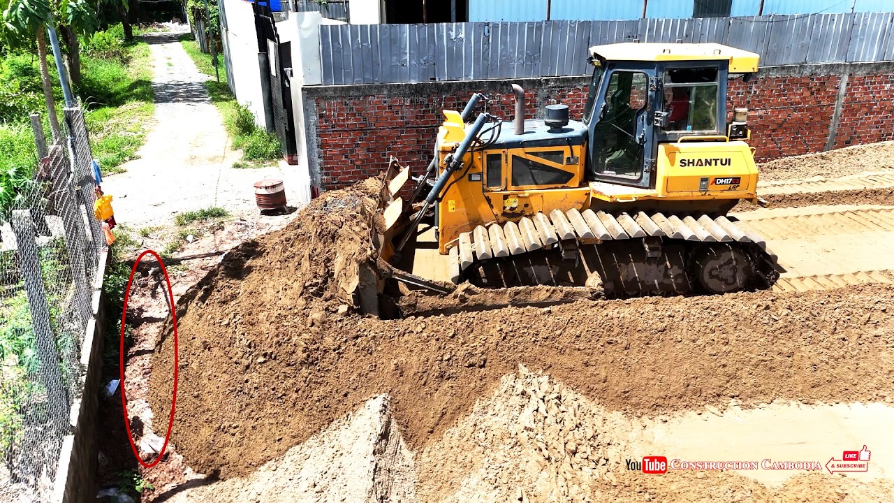 Amazing Sand Filling Project Complete! Powerful Shantui Dozer Pushing Sand & Dump Trucks at Work