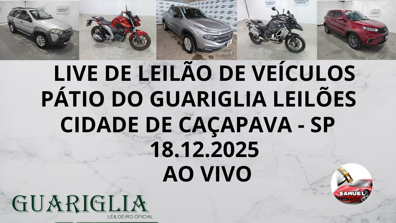 LIVE DE LEIL&Atilde;O DE VE&Iacute;CULOS NO P&Aacute;TIO DO GUARIGLIA LEIL&Otilde;ES LEIL&Otilde;ES  DIA 18.12.25