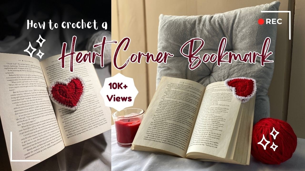 Как связать крючком закладку в виде сердечка 💗 — обучающий урок для начинающих