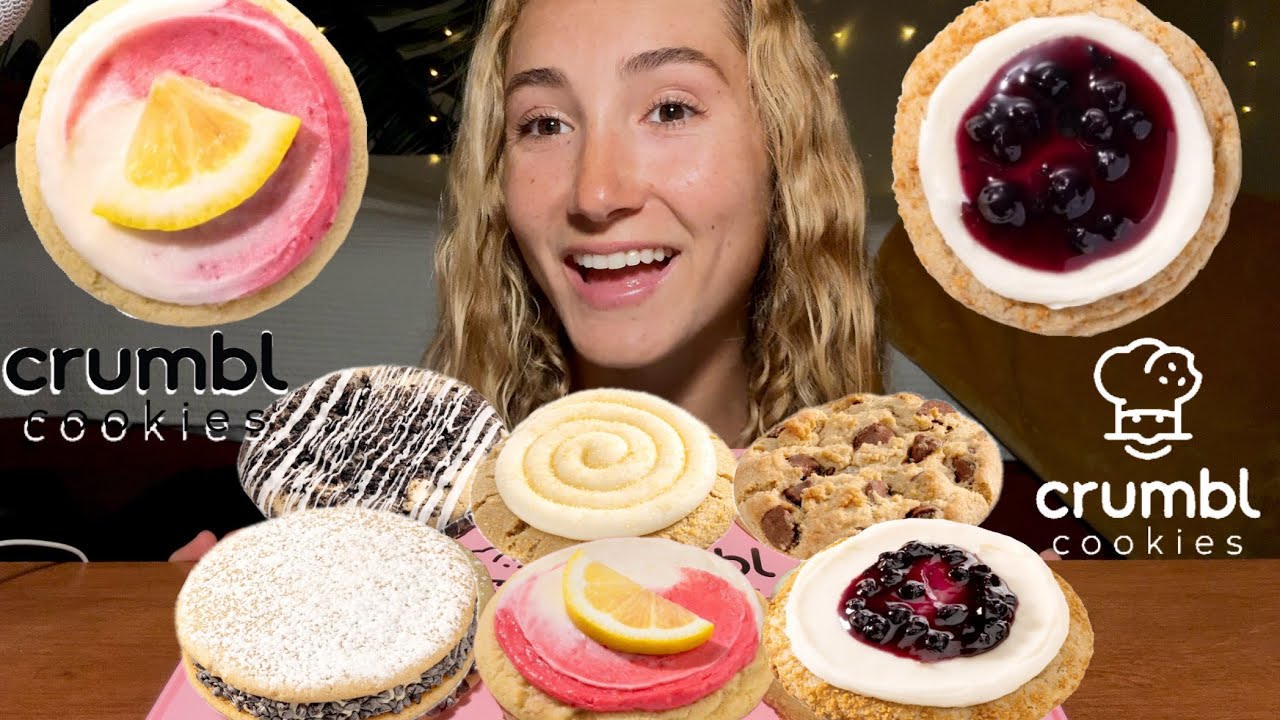 ASMR CRUMBL COOKIES taste test | cannoli, blueberry cheesecake, cookies n cream, raspberry lemonade