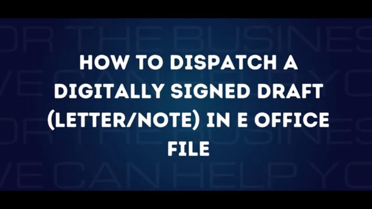 HOW TO DISPATCH