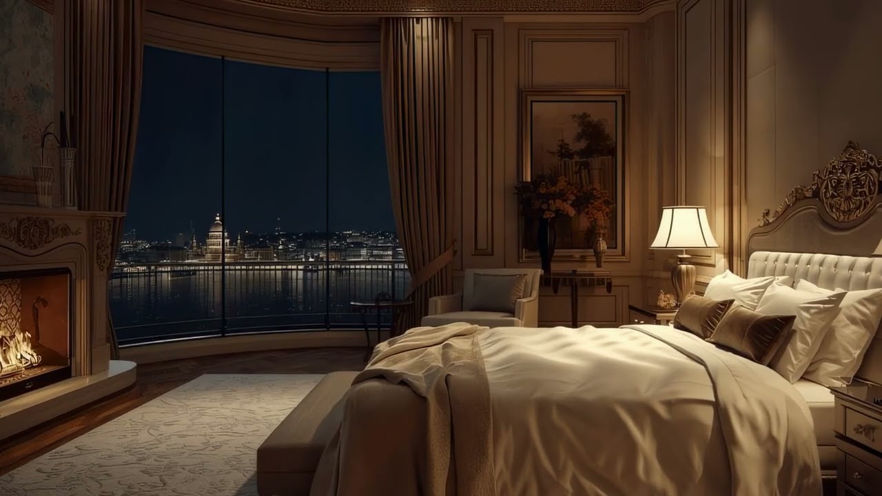 Fireplace at Night 🔥 2 Hours of Crackling Fire & Soft Wind