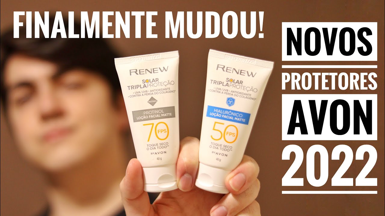 NOVOS PROTETORES AVON 2022! SOLAR TRIPLA PROTE&Ccedil;&Atilde;O! Protetor Solar Renew FPS 50 e FPS 70 com Protinol