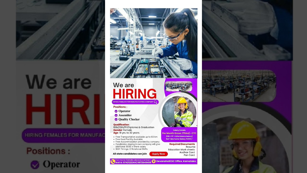 Hiring Alert: Female Operators @ Foxconn Bangalore! Free Food & Stay | 