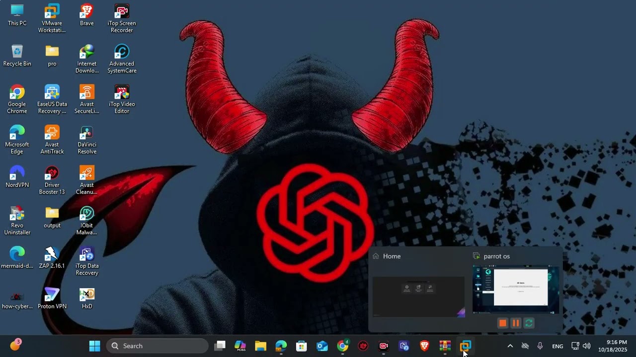 how to install parrot os on vmware