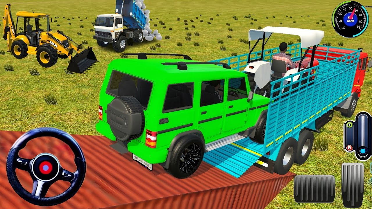 DRIVE 🔥 CAR AND TRACTOR  LOAD TRUCK IN GAME 🎮#car #tractor #truck #driving #indianvehiclesimulator3d