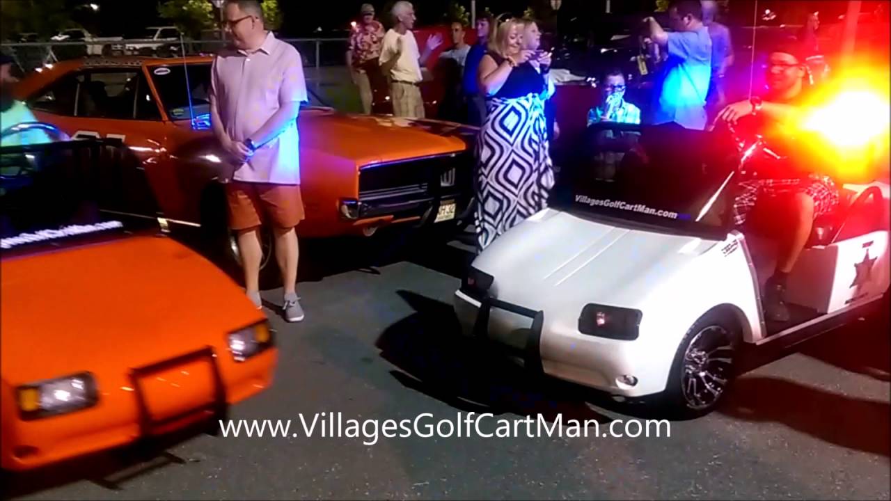 Dukes of Hazard Golf Cart Police Chase - Villages Golf Cart Man at Old Town