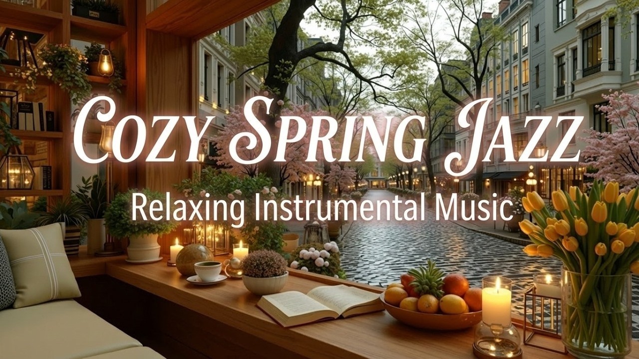 Cozy Spring Jazz ~ Relaxing Coffee Shop Ambience & Smooth Jazz Instrumental for March Days
