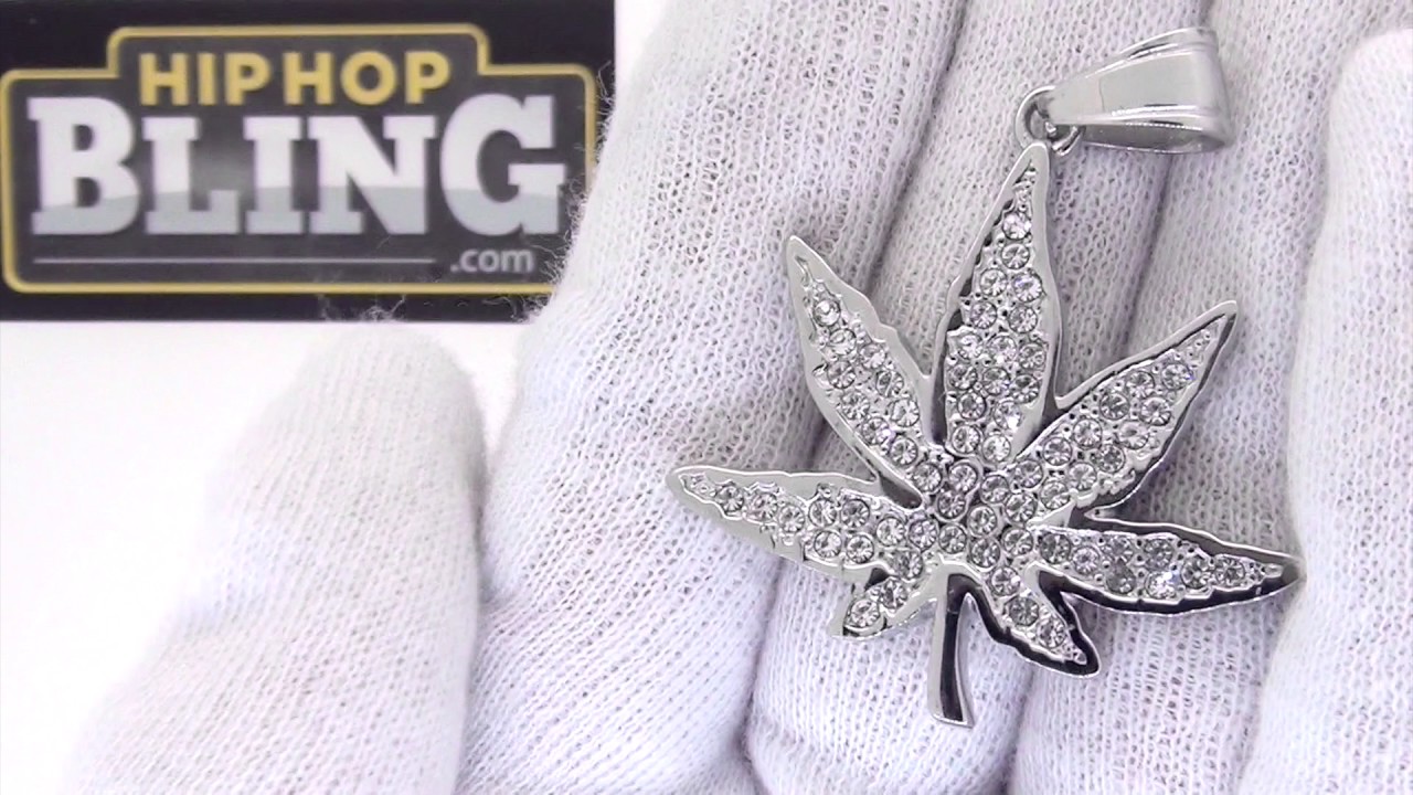 Bling Bling Marijuana Leaf Pendant | Stainless Steel