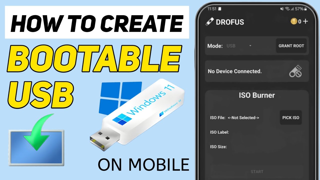 Create a Bootable USB from Android Phone | No PC Needed | Make Windows Bootable USB Using Mobile