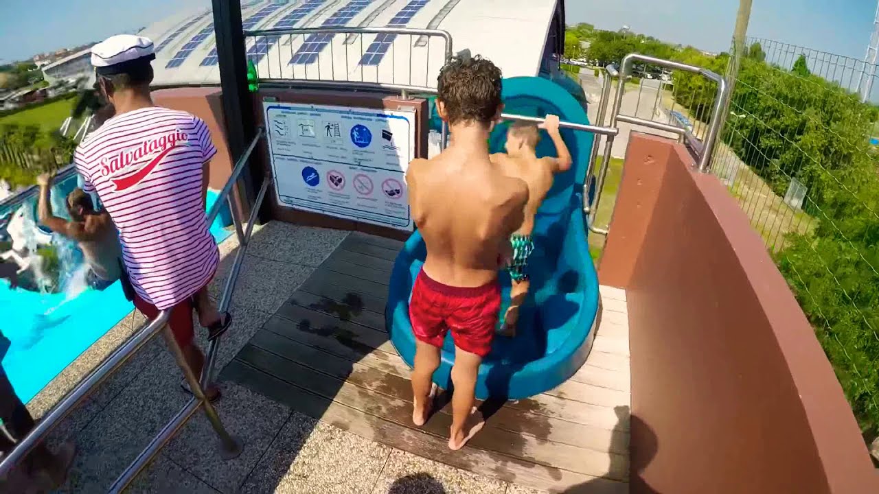 Blu Tube Water Slide at Aquafollie in Caorle-Venezia, Italy.