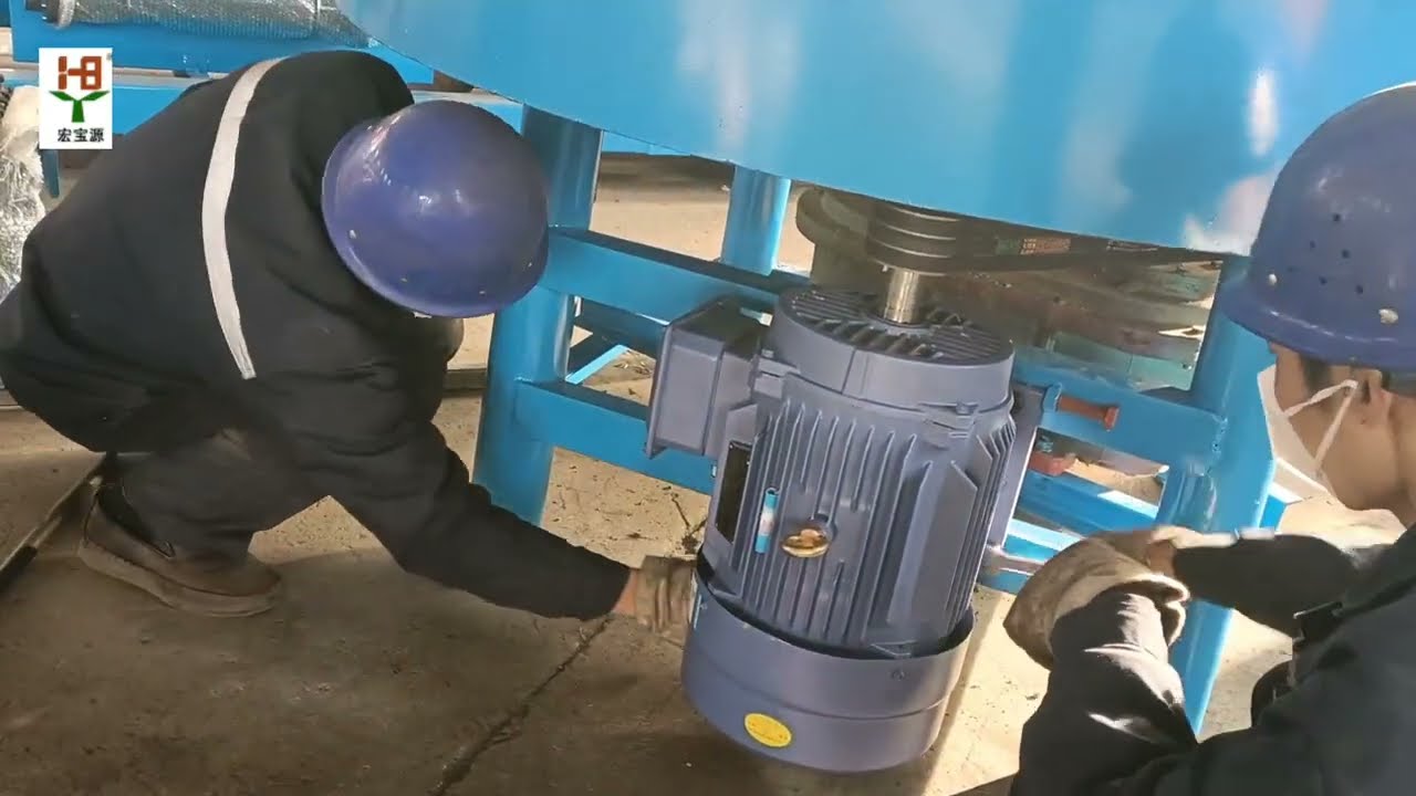 how to install concrete pan mixer from hongbaoyuan machinery JQ500 JQ800 cement mixer