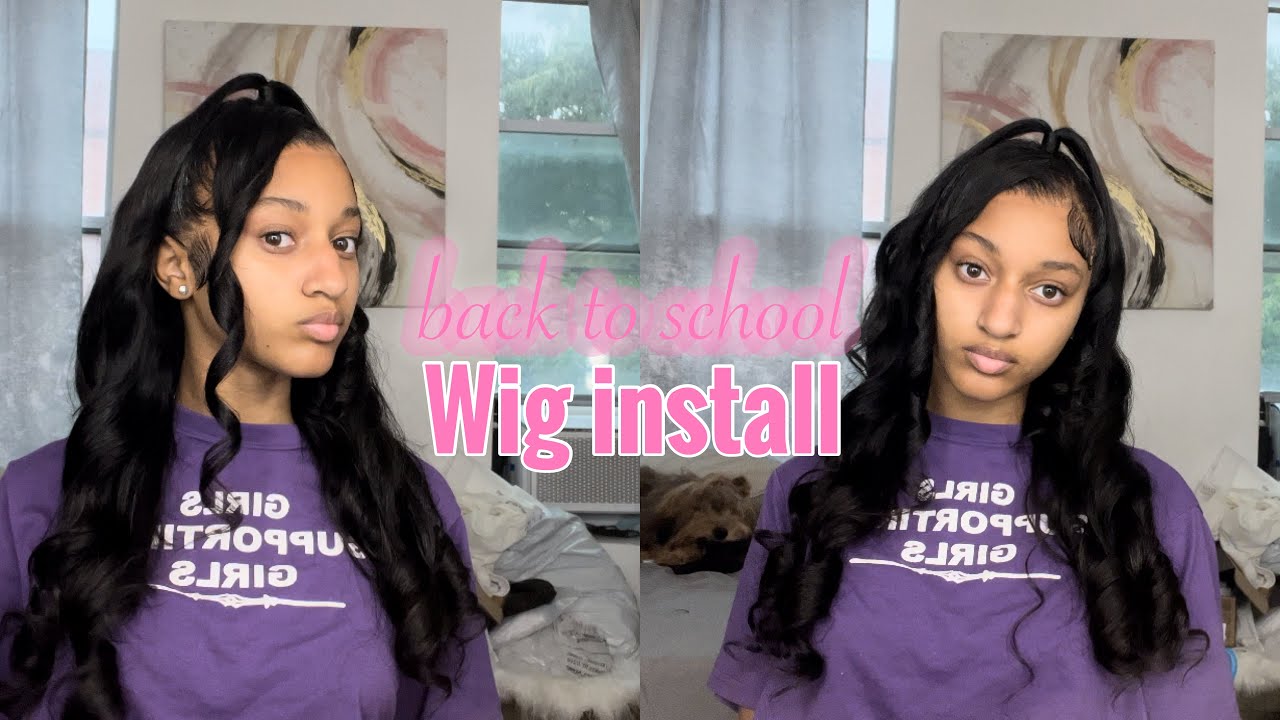 Back2School Wig Install: Half Up Half Down with Bang & curls || Ali Grace