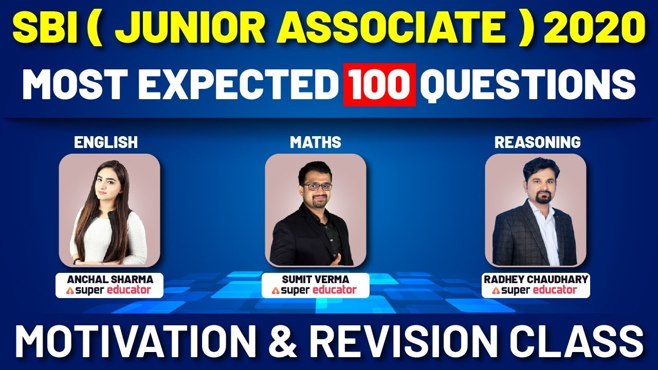 SBI Clerk 2020 (Junior Associate) | Most Expected 100 Questions | 