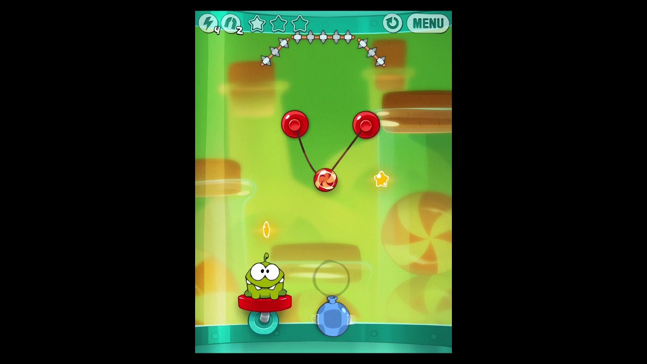Cut the Rope: Experiments Level 3: Sticky Steps 3 Stars Walkthrough