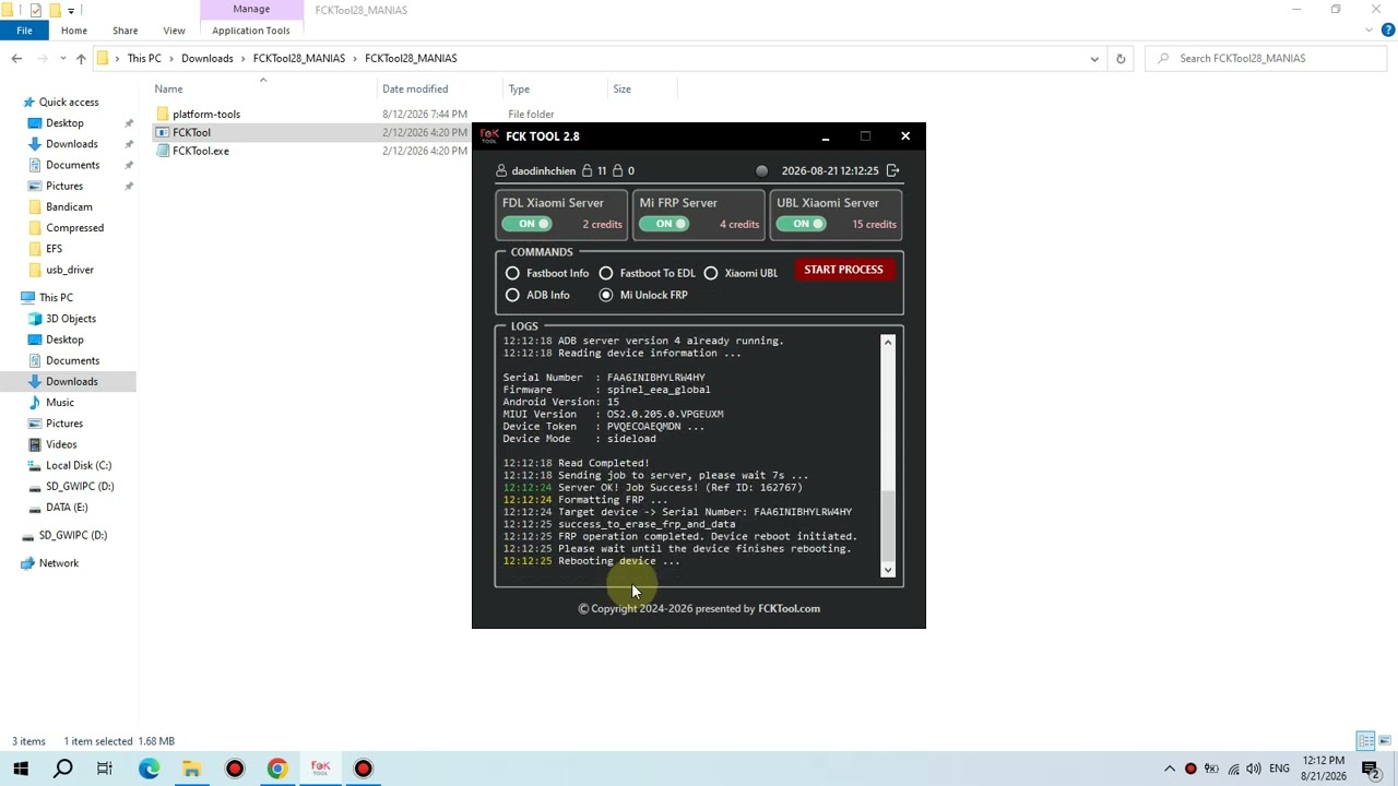 XIAOMI REDMI NOTE 15 4G FRP BYPASS WITH  FCK TOOL JUST ONE CLICK