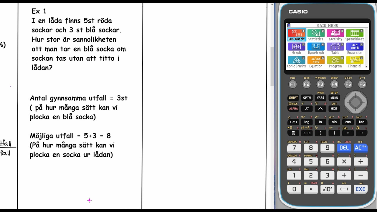 Genomgång matematik 1 Enkla slumpförsök Den klassiska sannolikhetsmodellen