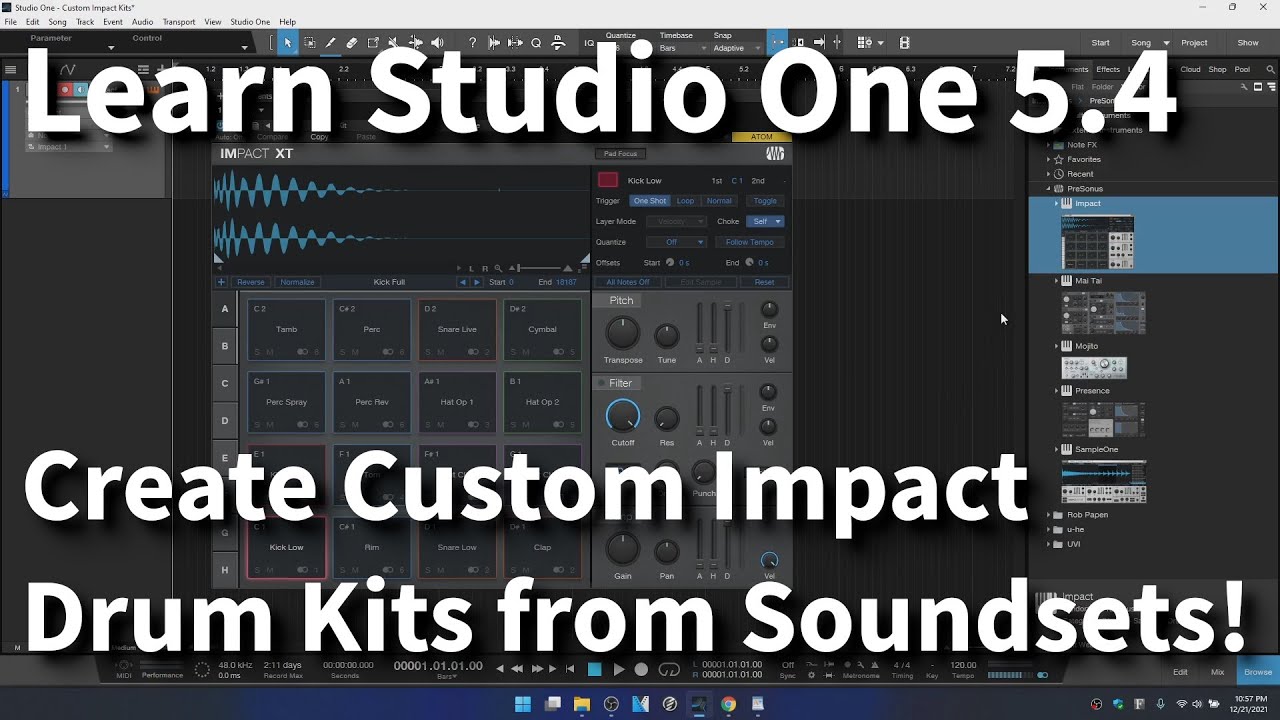 Learn Studio One 5.4 | Create Custom Impact Kits from Soundsets | UPDATED!