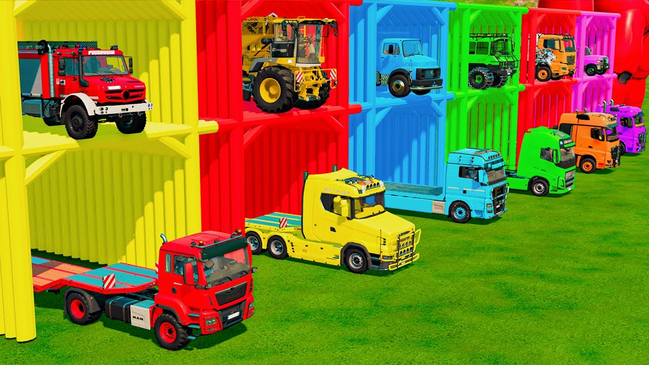 TRANSPORTING POLICE CARS, FIRE TRUCKS and AMBULANCE with MAN TRANSPORTERS! Farming Simulator 22