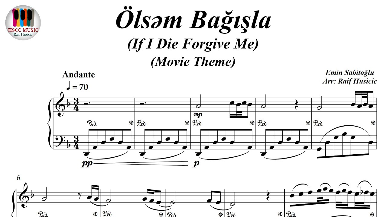 Ölsəm Bağışla, If I Die Forgive Me, Movie Theme - Emin Sabitoğlu, Piano notu musiqisi