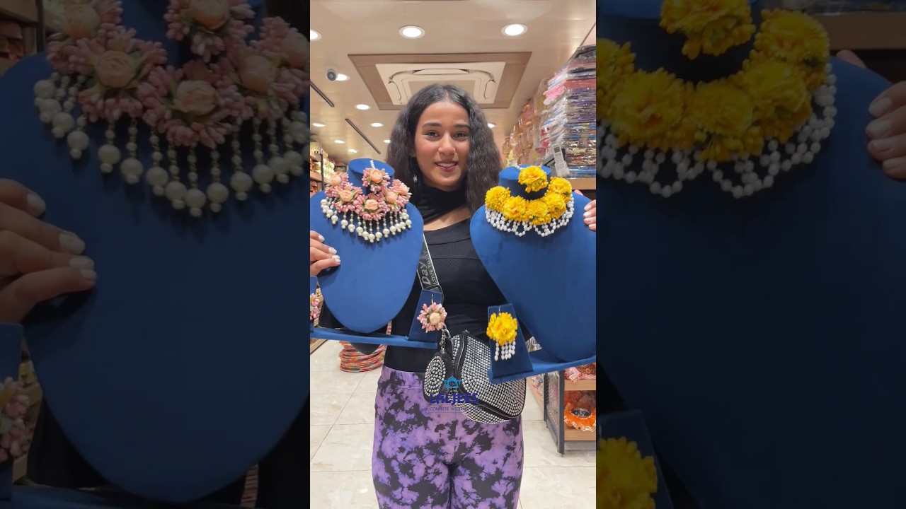 Flower jewellery for haldi mehndi #shiyarajput #bridal #laljees #trending #shaadi #yt #shorts #love