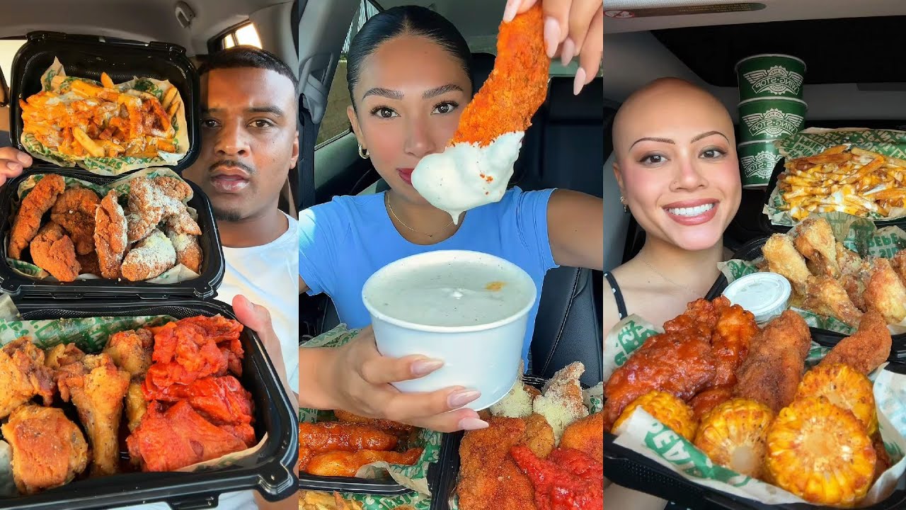 TIKTOK Mukbang Compilation | Wingstop, Chipotle, Taco Bell, KFC, Cane's & More!