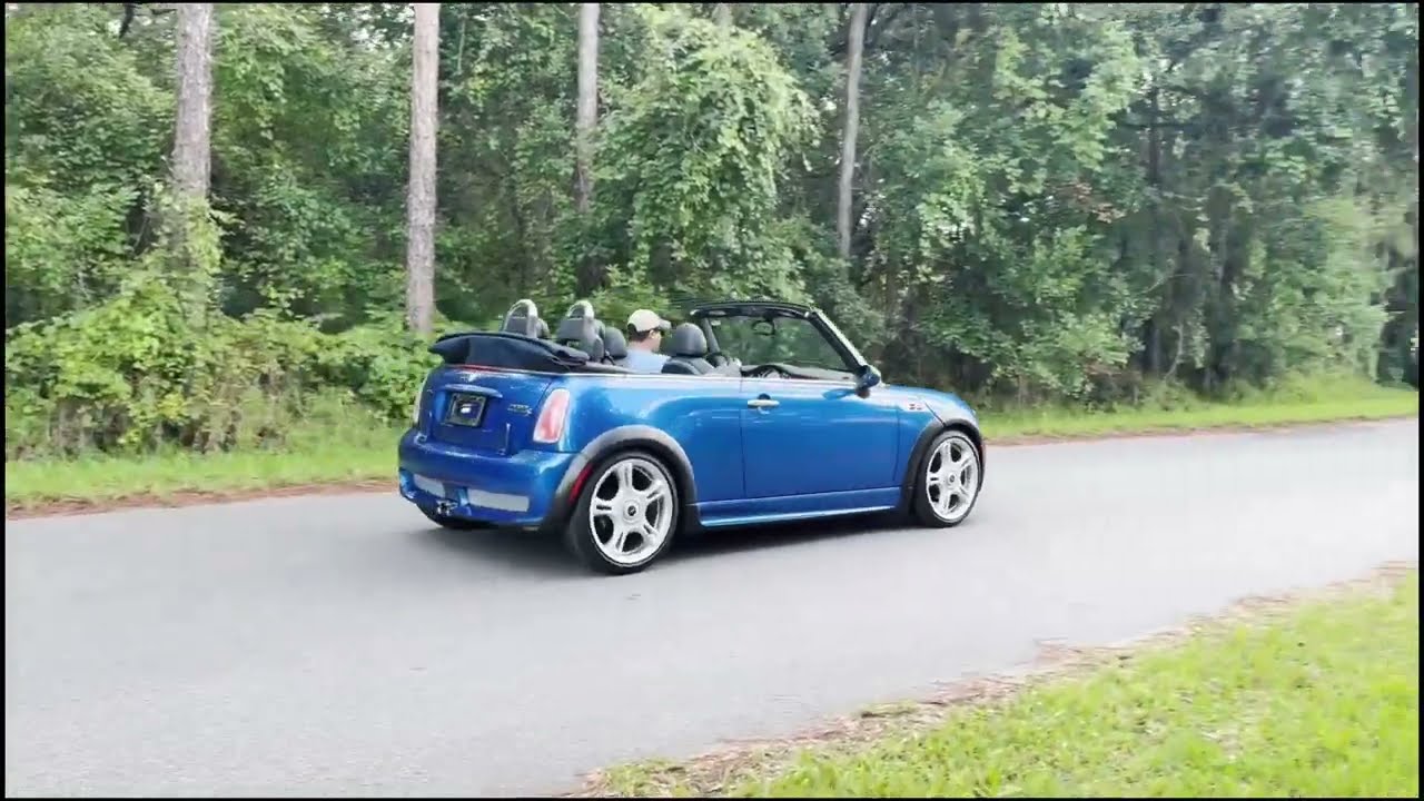 Hyper Blue 2005 R52 Mini Cooper S JCW Convertible 6Speed Driving 07092024